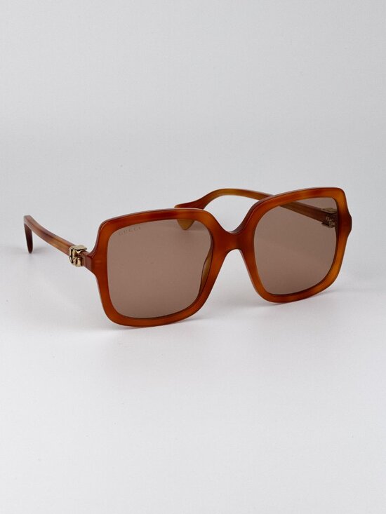 Gucci GG1070S 002 Women Oversized Square Sunglasses Havana Brown NEW AUTHENTIC main image 4
